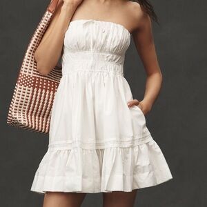 Anthropologie White Strapless Dress